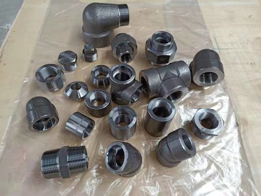 উচ্চ চাপ জাল ফিটিং ASME B16.11 কনুই ক্যাপ টি স্তনবৃন্ত মলনযোগ্য আয়রন ফিটিং